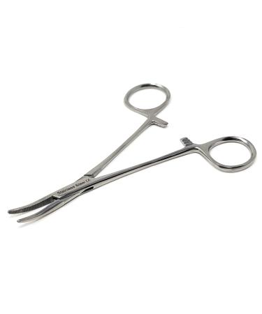 KKT PET Dog Grooming Tick Removing Hair Puller Hemostat Forceps Curved 5.5" (14cm) Full Serrated Ratcheted Lock