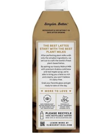 Elmhurst 1925 Maple Walnut Latte Latte v g talien aux noix et au sirop d' rable avec caf Cold Brew Cr meux noix et polyvalent 750 ml - Buy Online on GoSupps.com