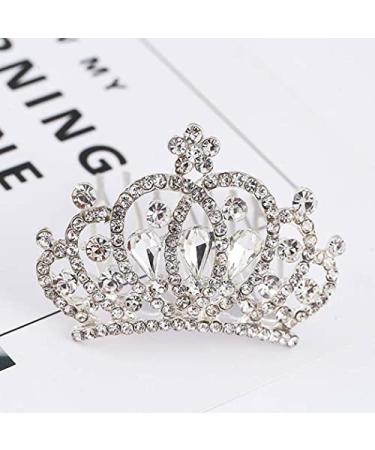 Kilshye Princess Small Tiara Combs Princess Girls Crown Comb Crystal Costume Tiaras Hair Accessories for Kids Silver