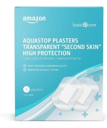 Amazon Basic Care Waterproof Pavement - Transparent Second Skin 60 Pieces (12 Packs of 5) | High Protection Water Resistant 7.5 x 5 cm - Buy Online on GoSupps.com