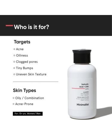 Salicylic Acid Face Wash for Oily Skin | Anti Acne Cleanser with LHA & Zinc | 100ml Pack | Men & Women - Buy Online on GoSupps.com