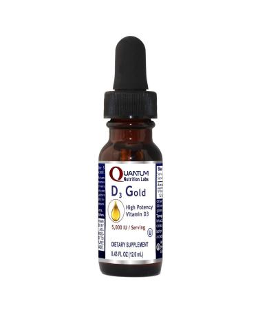 Quantum D3 Gold - Liquid Vitamin D3 Drops - Supports Teeth Bone Strength and Optimal Immune Support* - D3 Vitamin 1 000 IU Per Drop - 0.43 fl. Oz.
