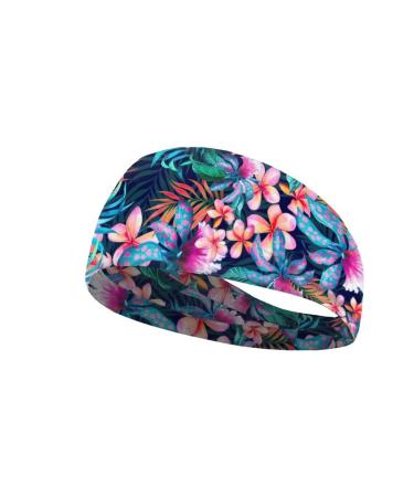 Garronmavis Cartoon Cats Headbands for Women & Men Jamaican Flag Elastic Headband Cute Cats Painting Soft Headbands Hawaii Plumeria Tropical Plants