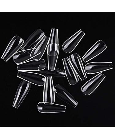 600 Pieces COFFIN Extra Long Tapered CLEAR Full Cover False Nails Glue On Tips - Professional Salon & Home Use. - Buy Online on GoSupps.com