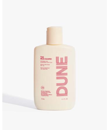 DUNE SUNCARE The Mug Guard Gel Face Sunscreen  Clear Invisible Broad Spectrum SPF 30 UVA/UVB Protection  Hydrating Sheer Sun Lotion  Water Resistant  Reef Friendly  Non-Greasy  Fragrance Free  2.4 fl oz