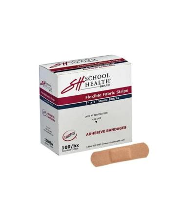 School Health - Adhesive Bandages Comfortable Form-Fitting Protection & Wound Care for Cuts and Scrapes Premium Adhesive Stays Secure with Movement Flexible Fabric Bandages - 1" X 3" 100/Box