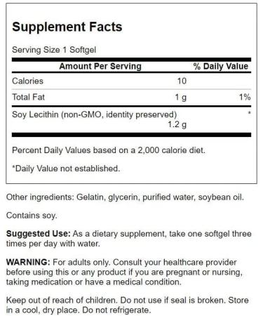 Swanson Non-GMO Lecithin 1200mg 180 Softgels - Essential Supplement for Brain Health - Buy Online on GoSupps.com