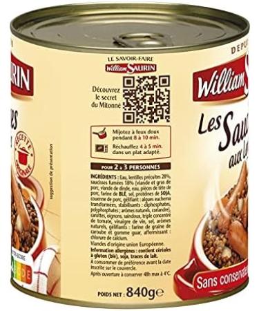  Epicerie sal e William Saurin Lentil Sausages 840 g Pack of 4 Sold as a Lot - Buy Online on GoSupps.com