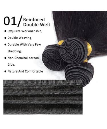 Kapelli 10A Brazilian Virgin Hair Bundles - 4 Pack (14-20 Inch) Straight Human Hair Extensions - Naturals Black - Buy Online on GoSupps.com