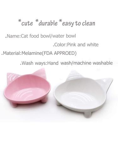 Lorde Shallow Cat Food Bowls Set of 2 - Non-Slip Wide Cat Dish for Whisker Fatigue Relief - White/Pink - Buy Online on GoSupps.com