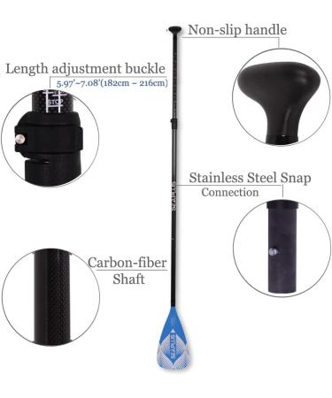 SEAPLUS Carbon Fiber SUP Paddle | 3-PCS Adjustable Stand Up Paddle Board Paddle | 67 to 82.6 (1.7-2.1m), 1.65Lb (751g) Weight | Lightweight and Durable - Buy Online on GoSupps.com