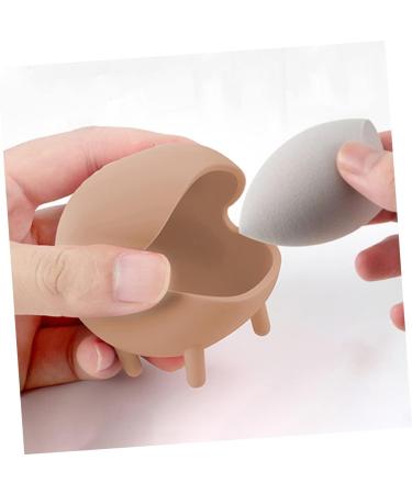 1 set powder puff holder cosmetology kit Silica gel make up beauty tools travel toiletries containers powder puff Makeup Tools foundation make up sponge drying rack 7.5x5cm Khaki - Buy Online on GoSupps.com