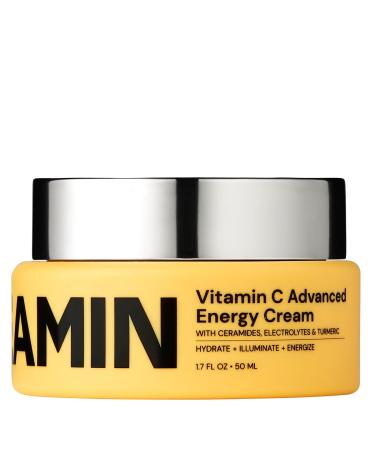 Gleamin Vitamin C Face Cream with Ceramides Electrolytes and Turmeric - For Hydrating Dry Dull Skin Visibly Brighten Discoloration & Dark Marks | Fragrance Free - 1.7 FL OZ Brightening Cream