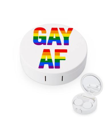 LGBT Gay Pride AF Round Case For Contact Lens Kit Storage Box with Mirror Printed