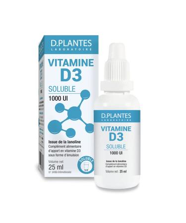 D.PLANTES - Vitamin D3 1000 IU - Food Supplement - Immunity, Normal Bone - Boost in Vit.D - Soluble Formula (25 ml)