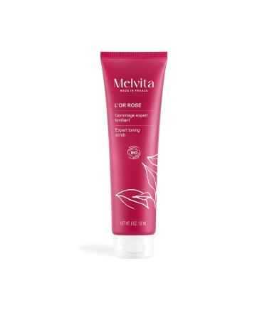 Melvita - Rose Gold Toning Expert Scrub - 99% Natural Firming Slimming Body Scrub - Certified Organic - Vegan Formula - Gently exfoliates, firms and smoothes skin - Tube 150 ml
