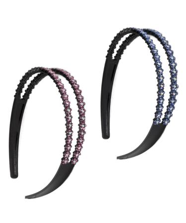 Belvanr Fashionable Hair Ripe - 5-Piece Glitter Double Crystal Headbands for Women | Rhinestone Slip-Proof Hair Jewelry - Buy Online on GoSupps.com
