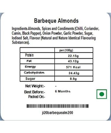 Jaiccha Ghasitaram Rakhi Gifts for Brothers Rakhi Dryfruits - Pack of 2 Pudina Barbeque Almonds Pouches Small 200 GMS with 2 Rudraksh rakhis - Buy Online on GoSupps.com