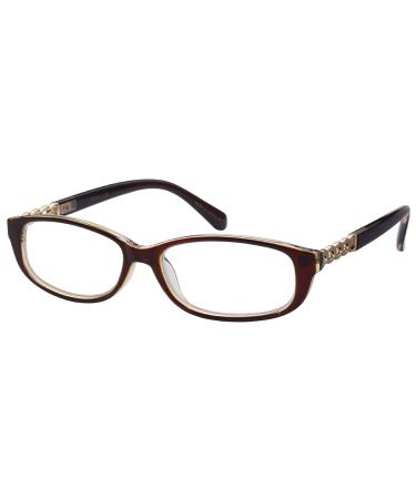 Edge I-Wear Women's Oval Fashion Temple Chain Design Reading Glasses 32024-+1.75-4 CLEAR COFFEE 1.75 Clear Coffee