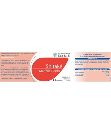 COPMED LABORATORIES - Shitake Maitake Reishi - Food Supplement Based on Medicinal Mushrooms - Natural Active Ingredients - French Brand - 90 Capsules (Bioplastic Pill Box) - Buy Online on GoSupps.com