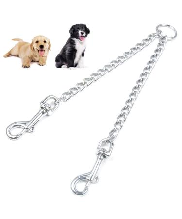 Metal Double Dog Leash Coupler Metal Durable Dog Chain Metal Double Dog Lead Rope Pet Dog Leash Extension Splitter Lead for 2 Dogs for Walking