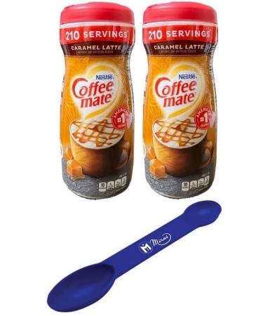 (Pack of 2) Coffee Mate Caramel Latte Powder Coffee Creamer Canisters 15 oz (Free Miras Trademark 2-in-1 Measuring Spoon Included!)