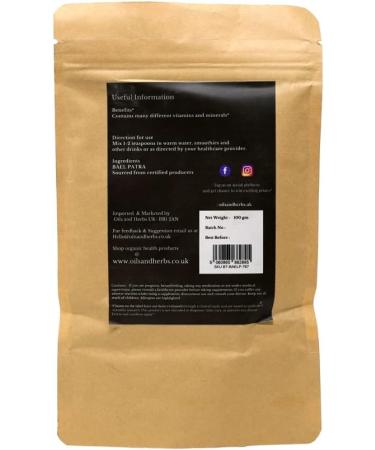 Oils and Herbs UK Organic Bael Patra Powder - bilva Fruit- Aegle Marmelos Correa -100% Pure Clean and Natural (100) - Buy Online on GoSupps.com