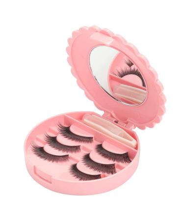 YiQiYi Cosmetic Case with Mirror Eyelash Case Makeup Storage Box Travel Cosmetic Bag Pink Place Eyelashes