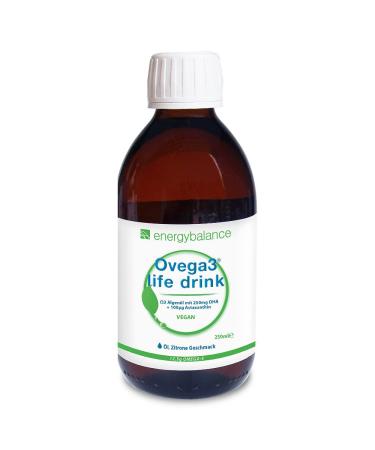 OVEGA3 LIFE Drink 250ml - DHA Algae oil with lime flavor and astaxanthin - Top receptive capacity - Omega -3 for children - with natural antioxidant - pollutant - vegan - gluten -free