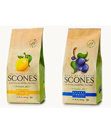 Sticky Fingers Bakeries Premium Scone Variety Mix, Lemon Poppyseed and Wild Blueberry (Pack of 2)