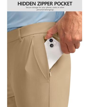 Obla Men's Golf Pants - Slim Fit Stretch Lightweight with 5 Pockets Casual Travel Dress Work Pants for Men 36W x 32L Khaki - Buy Online on GoSupps.com