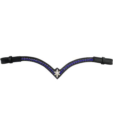 Leone Equipment Browband Horse Glitter Gift Box | Blue Stones & Black Leather | Full/Warmblood Size - Buy Online on GoSupps.com