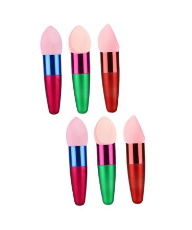 FRCOLOR 6 pcs makeup sponge stick makeup pink make up for face pink blending esponjas para maquillaje makeup foundation Puff Brush Foundation Egg Puff blush 1 Count (Pack of 1) Red+Rose+Greenx2pcs