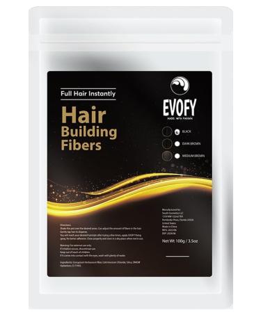 Refill Fiber Hair Fibers for Thinning Hair & Bald spots Hair Building Fibers Natural and Undetectable Instantly Thicker Fuller Hair in 30 Sec Hair Powder for Women & Men (Black) 100g