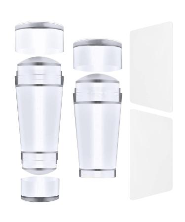 4 PCS Nail Art Stamper Double Sided Silicone Nail Stamper Jelly with Scraper, Visible Clear Nail Stamp for DIY Manicure Nails Combination