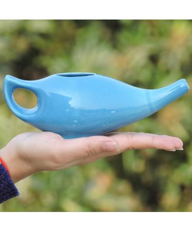 Ceramic Neti Pot with 5 Neti Salt Sachets - Travel-Friendly Design for Sinus Relief (Blue) - Buy Online on GoSupps.com