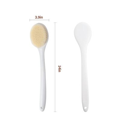Soft Bristle Bath Body Brush with Bent Handle - 36 cm Length | Back Scrubber in Off-White - Buy Online on GoSupps.com