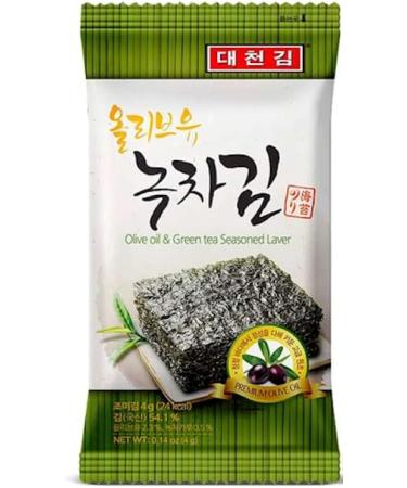 Daechun Korean Crispy Seaweed Nori Laver Snacks (4.5g x 3 Packs) 13.5g (Olive Oil & Green Tea Seasoned Laver) - Buy Online on GoSupps.com