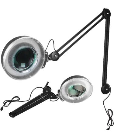 15X Magnifying Floor Lamp with Clamp and Rolling Base - 2280 Lumens, 15-Diopter Real Glass, LED Magnifying with Adjustable White Light for Reading, Sewing, Beauty, Repair - Black - Buy Online on GoSupps.com