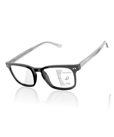 Amorays Progressive Multifocal Reading Glasses Showlight Glass Filter With Leaving Material made of high-quality material for a clear view of nearby and medium and medium-sized and durable black 2.5 x