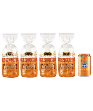 Pack of 4 Crich Novellini Shortbread Biscuits Cookies 1 kg bag + 1 can of Yoga Peach iced tea 330 ml