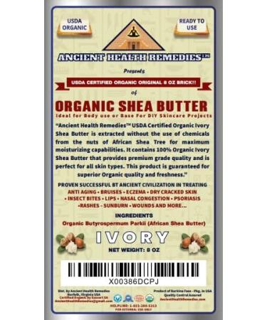 Organic Raw African Ivory Shea Butter Block - 8 oz | Grade A Unrefined for Anti-Aging & Dry Skin - DIY Body Butter Base, Moisturizer & Hand Cream - Buy Online on GoSupps.com
