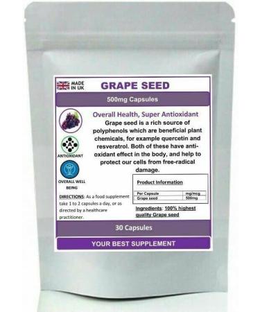 Grape Seed Capsules 500mg Super Strong Antioxidant SkinAnti inflammatory 120 - Buy Online on GoSupps.com
