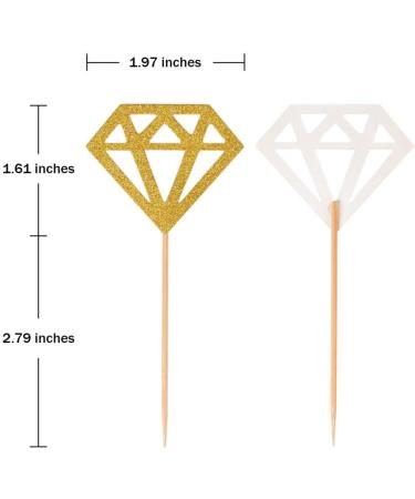 Cupcake Toppers 50 Pack Gold Glitter Diamond Ring Donut Toppers Cupcake Picks for Bridal Shower Engagement Party Decorations - Buy Online on GoSupps.com