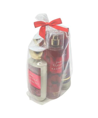 Bath & Body Works SUN-RIPENED RASPBERRY Deluxe Gift Set - Holiday Gift with Shower Gel Mist Body Cream & Lotion - Full Size - Buy Online on GoSupps.com