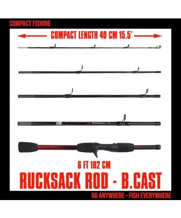 Shop Compact Rucksack Travel Fishing Rod Series (182 cm) - Lightweight Durable 5-Section Rods for Freshwater & Saltwater Fishing - Buy Online on GoSupps.com