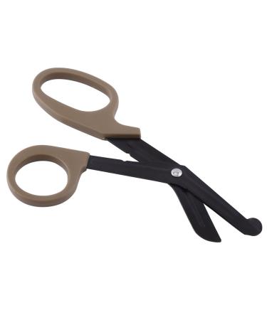Medical Scissors Shears Bandage Paramedic Medical Cut First Aid Emergency Device Serrated Textured Blade (Brown)