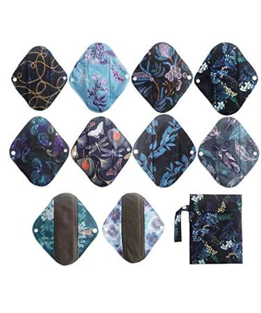 10PCS New 8 Inch Light Charcoal Bamboo Mama Cloth/Menstrual Pads/Reusable Sanitary Pads Panty Liner - Buy Online on GoSupps.com