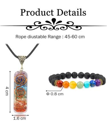 Tofbs Chakra Crystal Pendant Necklace & Bracelet Set | Reiki Healing Jewelry for Men & Women | Positive Energy & Balance for Yoga & Meditation - Buy Online on GoSupps.com