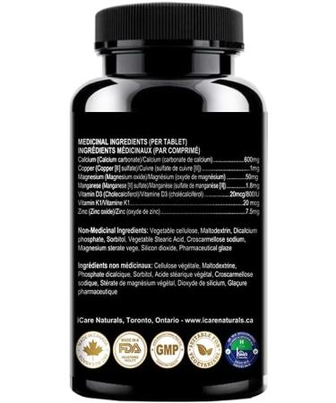 Supplements for BONES - Hair Nails & Skin Support - with Calcium Magnesium Zinc Vitamin D3 K1 Plus. Halal Gluten-Free Gelatin-Free - 60 Tablets. - Buy Online on GoSupps.com